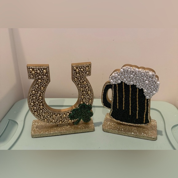 Cute Beaded Horseshoe and Beer Mug Decor- Set of 2- NWT - Picture 2 of 10
